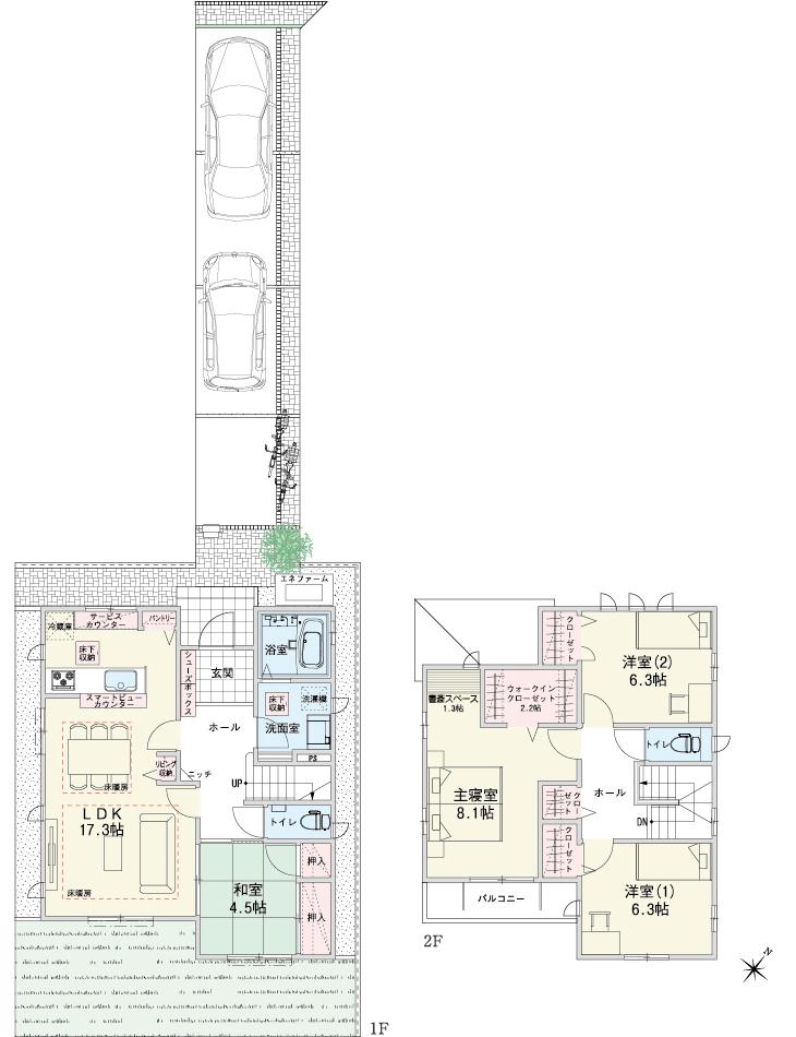Floor plan.  [No. 9 areas] So we have drawn on the basis of the Plan view] drawings, Plan and the outer structure ・ Planting, such as might actually differ slightly from.  Also, car ・ bicycle ・ furniture ・ Consumer electronics ・ It is such as equipment not included in the price. 