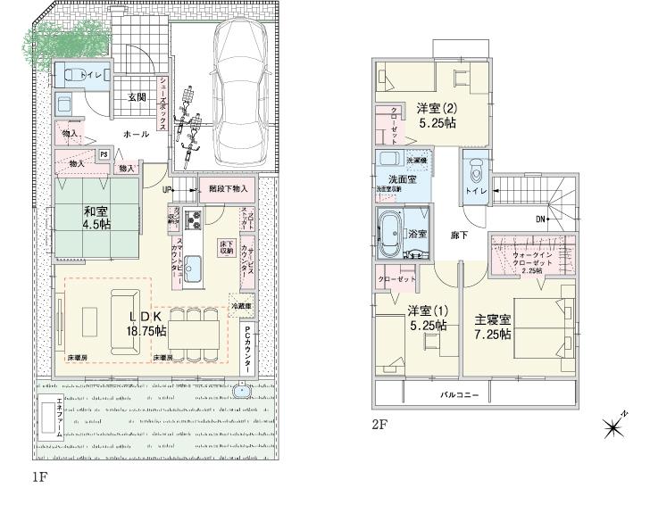 Floor plan.  [No. 14 place] So we have drawn on the basis of the Plan view] drawings, Plan and the outer structure ・ Planting, such as might actually differ slightly from.  Also, car ・ bicycle ・ furniture ・ Consumer electronics ・ It is such as equipment not included in the price. 
