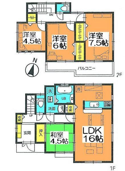 Floor plan. 37,800,000 yen, 4LDK, Land area 109.25 sq m , Building area 96.35 sq m