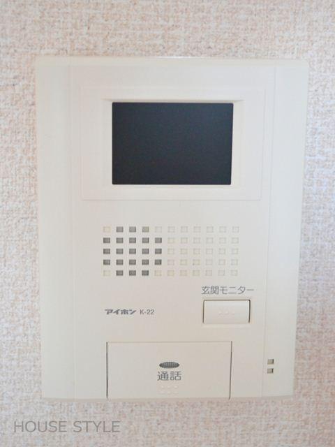 Security. Pat security with a TV monitor Hong