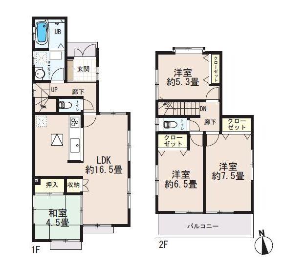 Floor plan. 31,800,000 yen, 4LDK, Land area 113.78 sq m , Building area 96.05 sq m