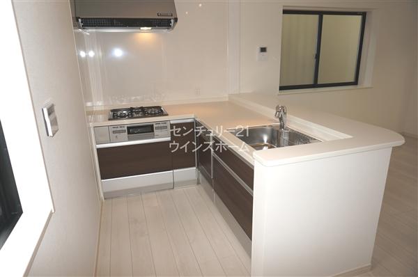 Kitchen. Happy to clean up with a fashionable cafe style kitchen dishwasher