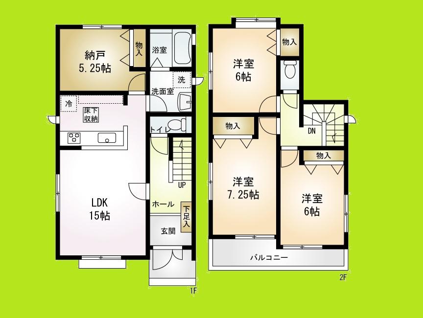 Floor plan. (A), Price 30,800,000 yen, 4LDK, Land area 166.54 sq m , Building area 93.98 sq m