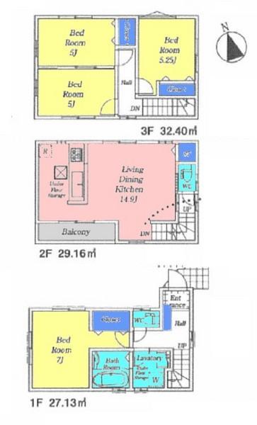 Floor plan. 34,800,000 yen, 4LDK, Land area 60.01 sq m , Building area 88.69 sq m