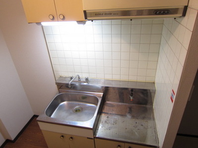 Kitchen. Two-burner gas stove can be installed