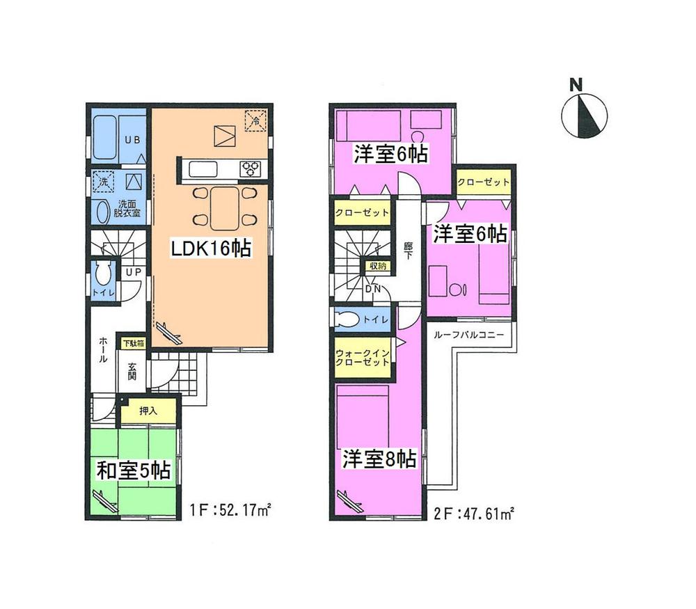 Floor plan. 33,800,000 yen, 4LDK, Land area 98.78 sq m , Building area 99.78 sq m 4LDK LDK16 Pledge