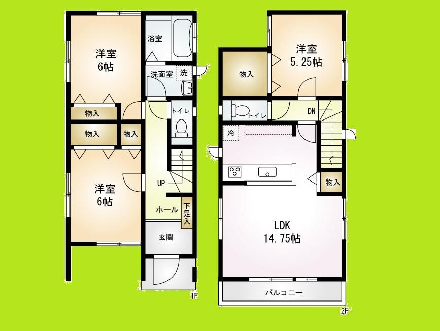Floor plan. (2), Price 29,800,000 yen, 3LDK, Land area 80.19 sq m , Building area 89.26 sq m