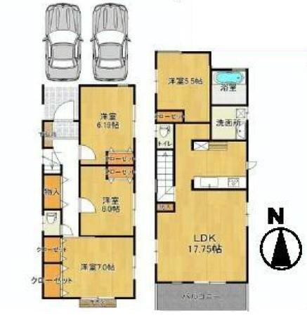 Floor plan. 38,800,000 yen, 4LDK, Land area 103.63 sq m , Building area 96.47 sq m