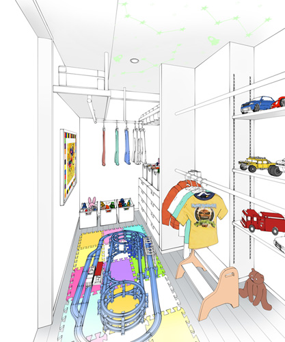 Receipt.  [ In m3 not sq m, Smarter well put away storage] Aiming to perfect use storage lot. Longitudinal, side, Maximize space in depth. further, From mono idea put away, It has established a reserved seat in the storage. (B type: Multi-closet Rendering Illustration)