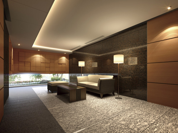 Shared facilities.  [Grand Entrance Hall] Spacious entrance hall with Yukimi Shoji. (Rendering)