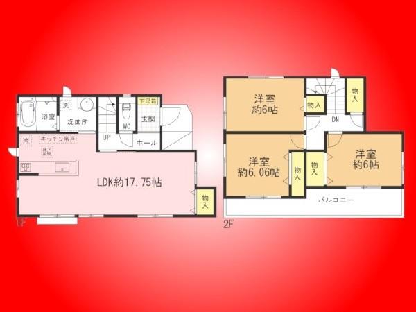 Floor plan. 22,900,000 yen, 3LDK, Land area 89.08 sq m , Building area 86.73 sq m