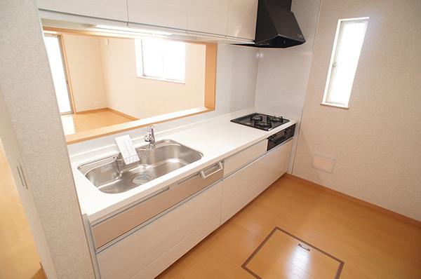 Kitchen. Open-minded face-to-face kitchen with state of living is understood well