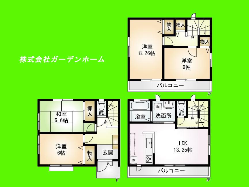 Floor plan. Price 31,800,000 yen, 4LDK, Land area 91.33 sq m , Building area 97.71 sq m