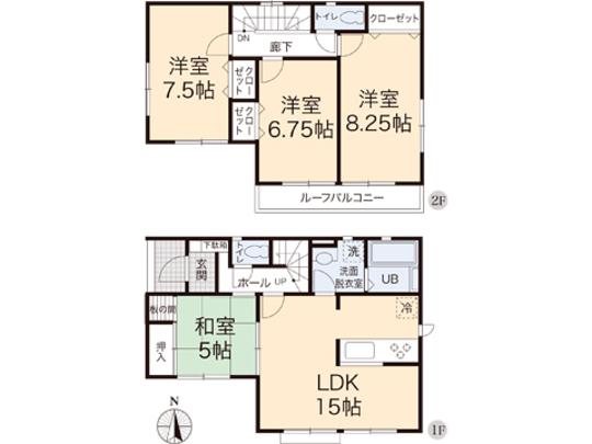 Floor plan. 25,800,000 yen, 4LDK, Land area 105.25 sq m , Building area 97.7 sq m floor plan