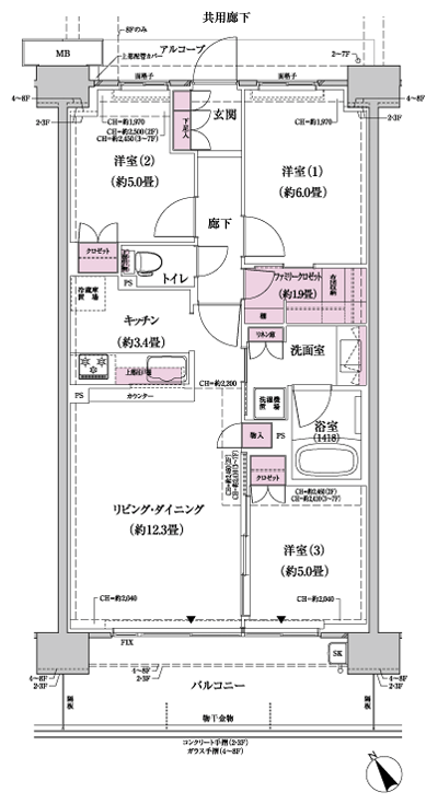 Floor: 3LDK + FC (family closet), the occupied area: 70.56 sq m