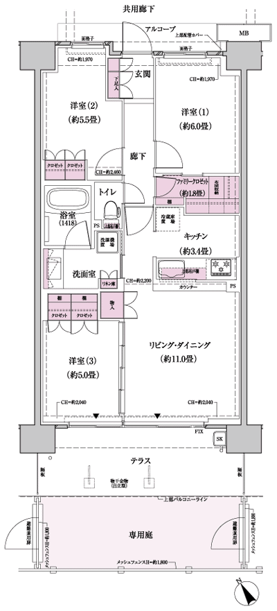 Floor: 3LDK + FC (family closet), the area occupied: 70.1 sq m