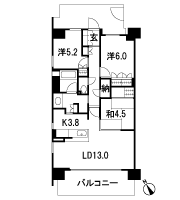 Floor: 3LDK + N (storeroom), the area occupied: 74.6 sq m