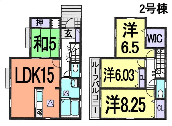 Floor plan. (Building 2), Price 20.8 million yen, 4LDK, Land area 100.12 sq m , Building area 96.88 sq m