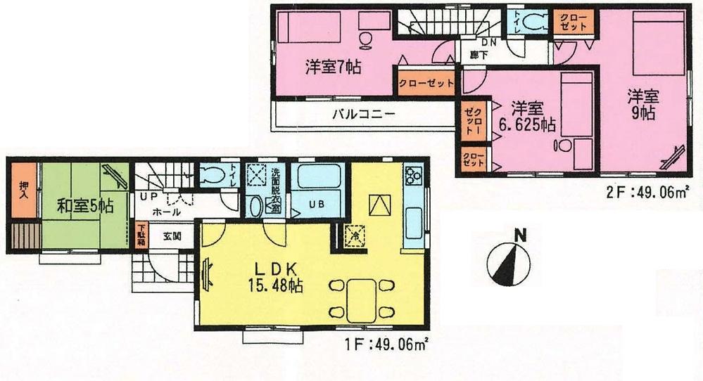 Floor plan. (3 Building), Price 22,800,000 yen, 4LDK, Land area 100.11 sq m , Building area 98.12 sq m
