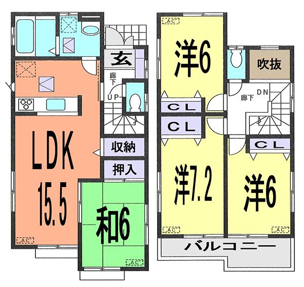 Floor plan. 21.3 million yen, 4LDK, Land area 101.01 sq m , Building area 95.64 sq m