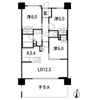 Floor: 3LDK + terrace, the occupied area: 67.65 sq m