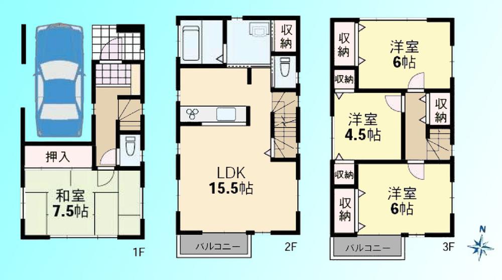 Floor plan. 38 million yen, 4LDK, Land area 82.72 sq m , Building area 109.3 sq m