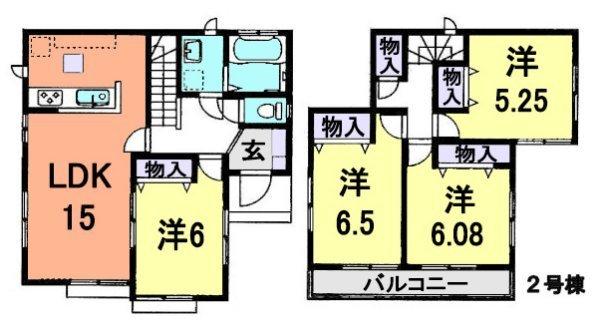Floor plan. (Building 2), Price 24,800,000 yen, 4LDK, Land area 156.82 sq m , Building area 93.77 sq m