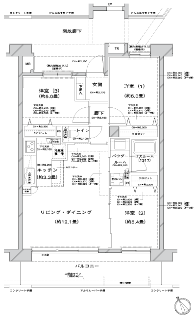 Floor: 3LDK, the area occupied: 68.1 sq m