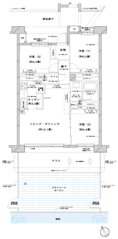 Floor: 3LDK + PG + T, the area occupied: 68.1 sq m