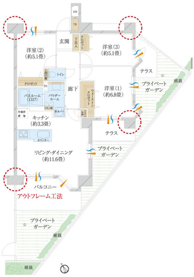 Floor: 3LDK + PG + T + W, the occupied area: 72.04 sq m