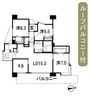 Floor: 3LDK + R + DEN + 2W, occupied area: 90.68 sq m