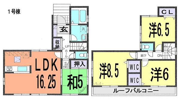 Floor plan. (1 Building), Price 27,800,000 yen, 4LDK, Land area 109.31 sq m , Building area 98.95 sq m