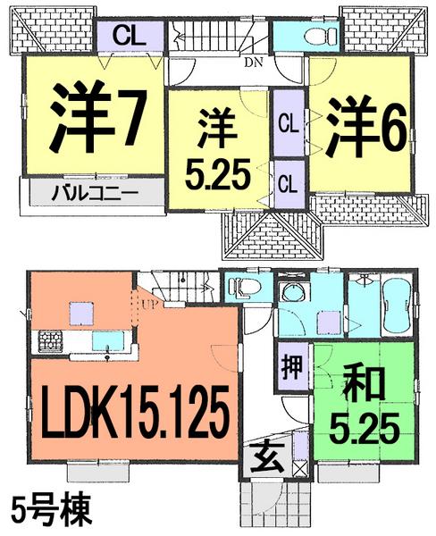 Floor plan. (5 Building), Price 29,800,000 yen, 4LDK, Land area 110.27 sq m , Building area 93.15 sq m