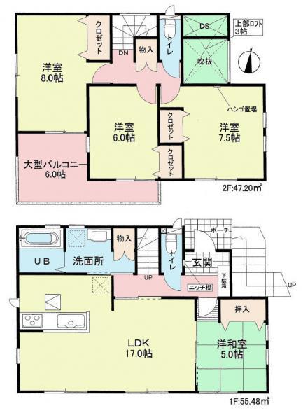 Floor plan. 26,800,000 yen, 4LDK, Land area 112.84 sq m , Building area 102.68 sq m