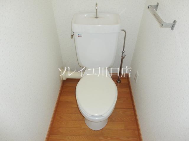 Toilet. Convenient toilet with a towel rack