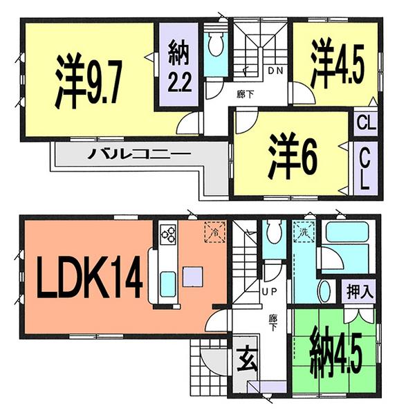Floor plan. 27,800,000 yen, 3LDK + S (storeroom), Land area 102.93 sq m , Building area 93.96 sq m