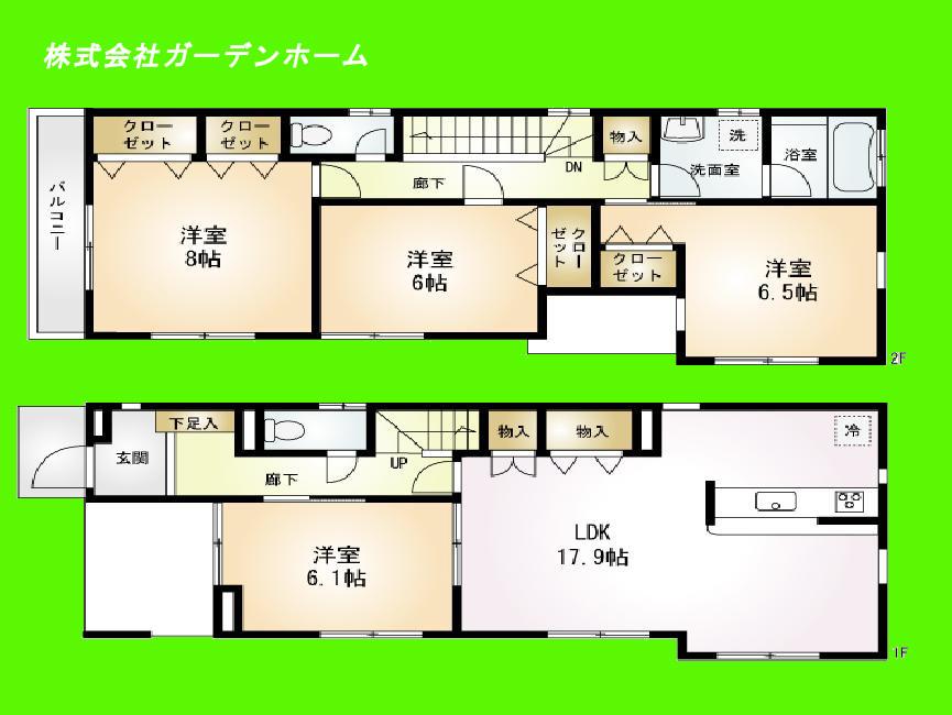 Floor plan. Price 44,800,000 yen, 4LDK, Land area 100 sq m , Building area 119.13 sq m