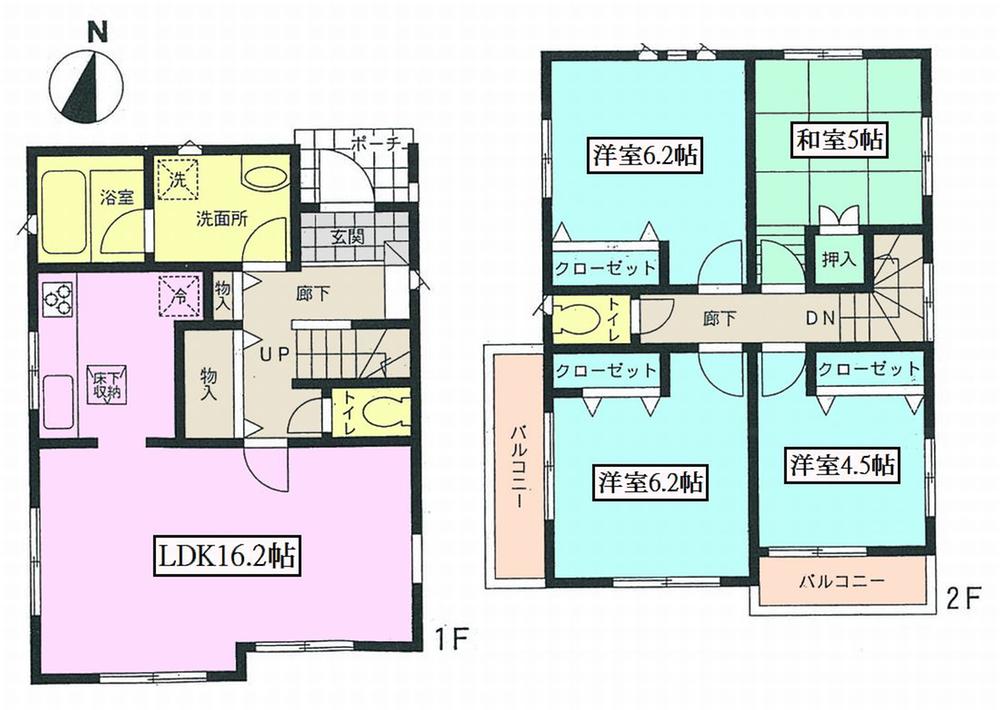 Floor plan. (Building 2), Price 32,800,000 yen, 4LDK, Land area 94.05 sq m , Building area 90.72 sq m