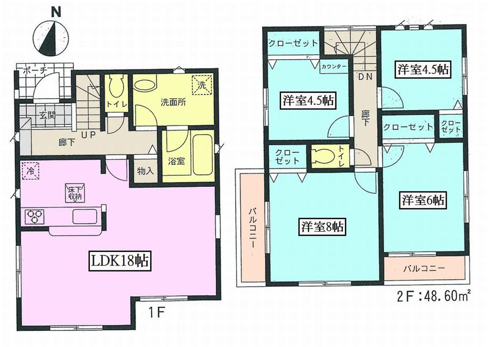Floor plan. (3 Building), Price 32,800,000 yen, 4LDK, Land area 94.05 sq m , Building area 95.58 sq m