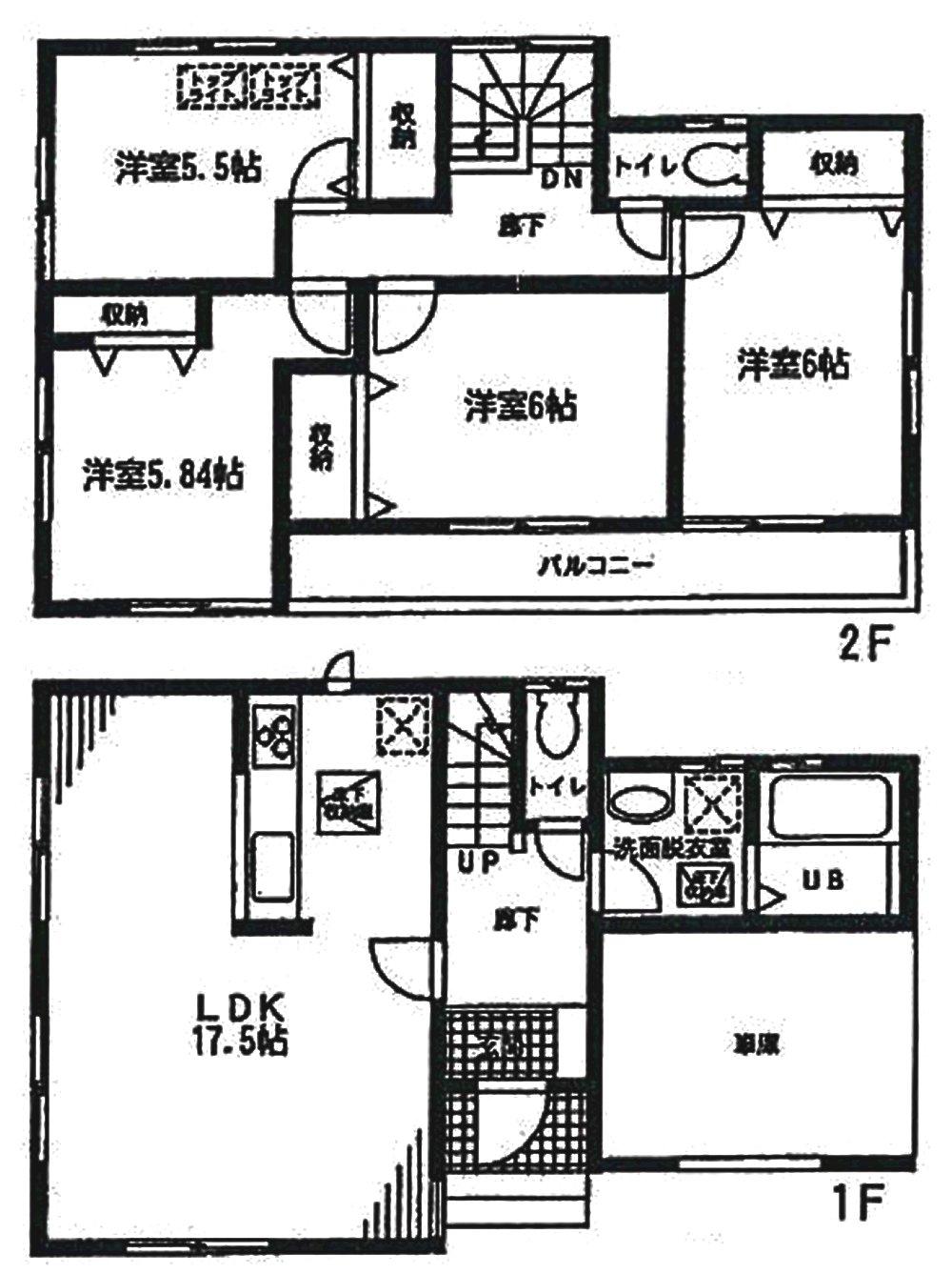 Floor plan. (3 Building), Price 34,800,000 yen, 4LDK, Land area 99.46 sq m , Building area 107.64 sq m