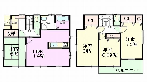 Floor plan. (3 Building), Price 26,800,000 yen, 4LDK, Land area 100 sq m , Building area 98.53 sq m