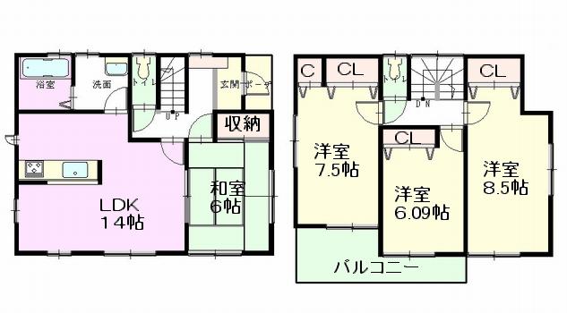 Floor plan. (4 Building), Price 30,800,000 yen, 4LDK, Land area 100.02 sq m , Building area 98.53 sq m