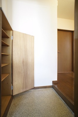 Entrance. Shoe box on the left contains