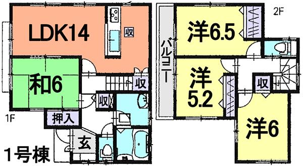 Floor plan. (1 Building), Price 25,800,000 yen, 4LDK, Land area 110.32 sq m , Building area 92.12 sq m