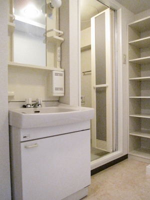 Washroom. Storage shelves of the washroom is convenient!