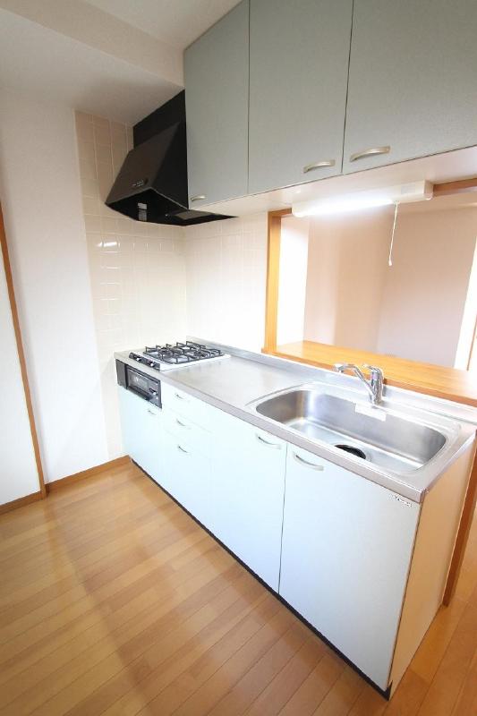 Kitchen. Wide sink of three-necked system Kitchen Fun dishes