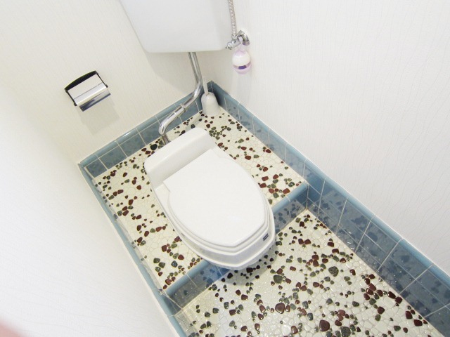 Toilet. Happy bus toilet by