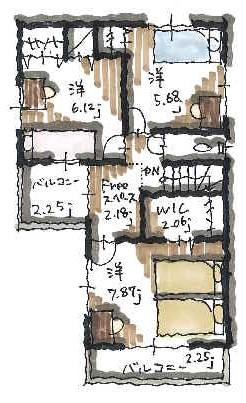 Building plan example (floor plan). Second floor plan example