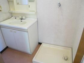 Washroom. Washing machine in the room