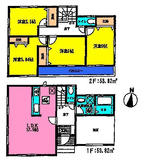 Floor plan. (3 Building), Price 34,800,000 yen, 4LDK, Land area 99.46 sq m , Building area 107.64 sq m